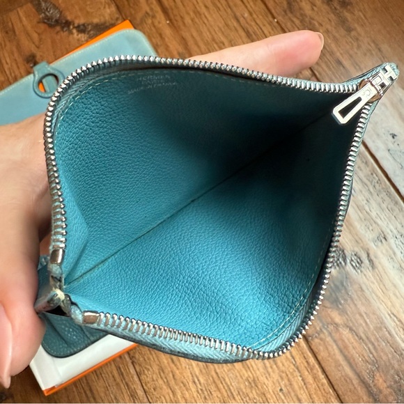 Authentic Hermes Dogon Wallet Togo Blue Jean leather - Picture 9 of 16